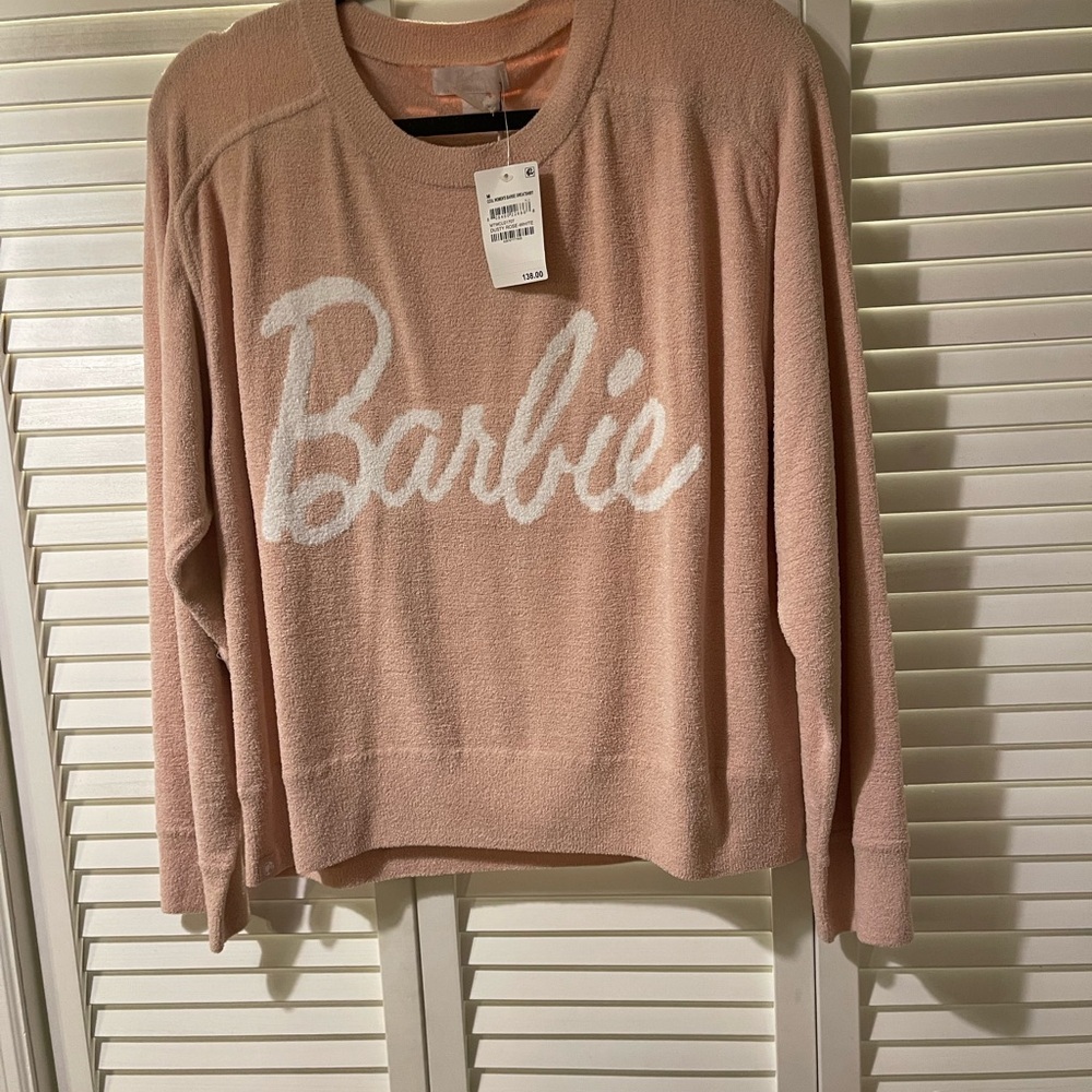 Barbie Barefoot Dreams sweatshirt. NWT Size M pink